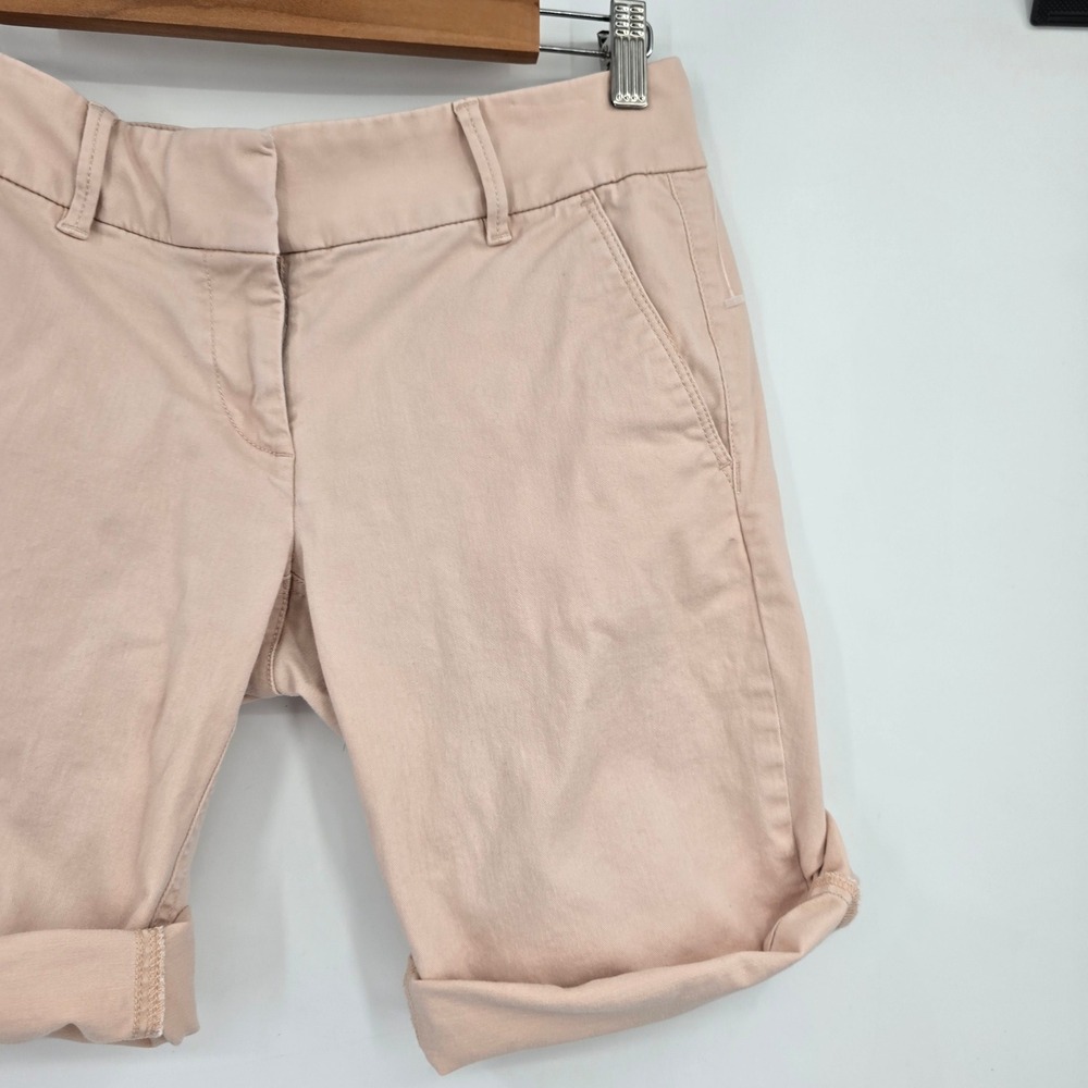 Loft Outlet Womens Bermuda Roll Shorts Khaki Pink Chino Cuffed Size 2 - Picture 3 of 7